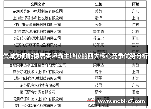 曼城为何能稳居英超霸主地位的四大核心竞争优势分析
