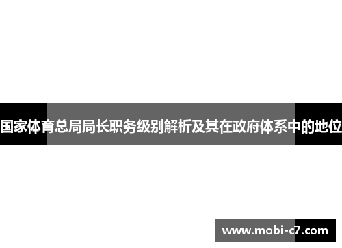 国家体育总局局长职务级别解析及其在政府体系中的地位